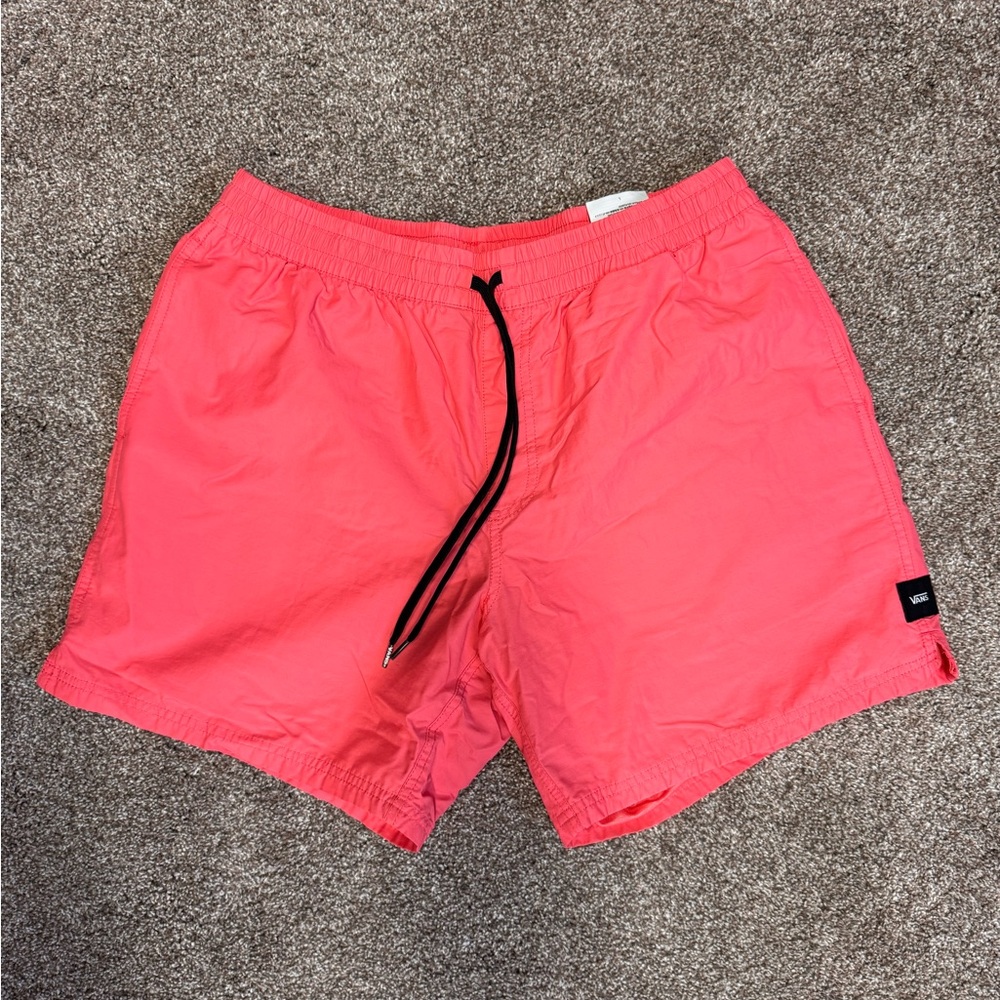 Vans Men's Coral Pink volley shorts with Black Drawstring